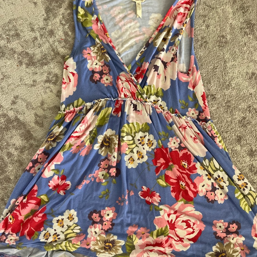 Matilda Jane Blue Sleeveless Floral Wrap Tunic